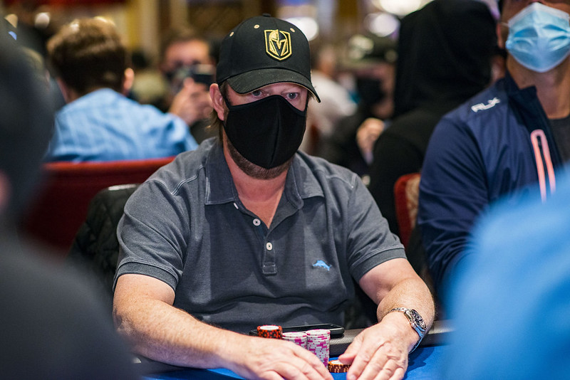 John Flynt went from day job to Day 1 chip leader at the Five Diamond World Poker Classic. (Joe Giron photo)