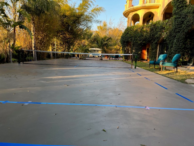 You know things are getting serious when you install a pickleball court at your own home.